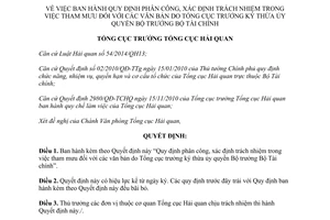 Quyết định 761/QĐ-TCHQ 2015 phân công xác định trách nhiệm trong việc tham mưu các văn bản