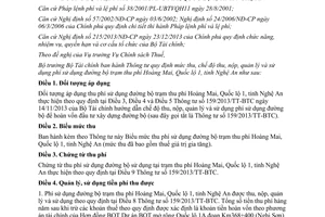 Thông tư 33/2015/TT-BTC thu nộp sử dụng phí sử dụng đường bộ trạm thu phí Hoàng Mai Nghệ An