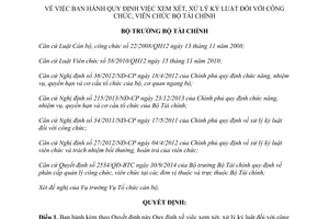 Quyết định 531/QĐ-BTC 2015 xem xét xử lý kỷ luật công viên chức Bộ Tài chính