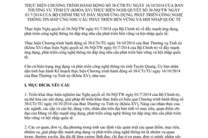 Kế hoạch 19/KH-UBND 2015 Chương trình hành động 38-CTr/TU Tỉnh ủy Tuyên Quang