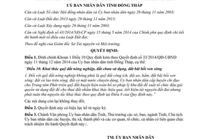Quyết định 29/2015/QĐ-UBND đính chính Quyết định 33/2014/QĐ-UBND Đồng Tháp