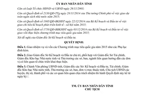 Quyết định 936/QĐ-UBND giao nhiệm vụ vốn các chương trình mục tiêu quốc gia Bình Định 2015