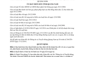 Quyết định 06/2015/QĐ-UBND nhuận bút báo chí phát thanh truyền hình thông tin điện tử  Quảng Nam