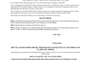 Quyết định 894/QĐ-UBND 2015 công bố thủ tục hành chính của Sở Thông tin Truyền thông Cần Thơ