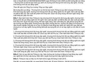 Thông tư 13/2015/TT-BLĐTBXH chương trình khung trình độ trung cấp nghề cao đẳng nghề