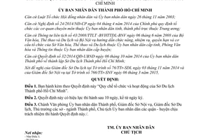 Quyết định 17/2015/QĐ-UBND Quy chế tổ chức hoạt động của Sở Du lịch Hồ Chí Minh