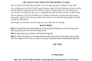 Quyết định số 895/QĐ-UBND 2015 công bố thủ tục hành chính Cần Thơ