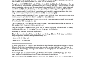 Văn bản hợp nhất 01/VBHN-BGDĐT 2015 hợp nhất Thông tư về Đồ dùng Đồ chơi Thiết bị dạy học tối thiểu