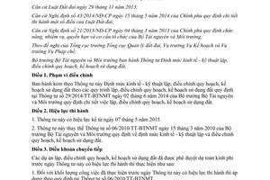 Thông tư 09/2015/TT-BTNMT Định mức kinh tế kỹ thuật lập điều chỉnh quy hoạch kế hoạch sử dụng đất