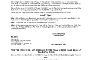 Quyết định 558/QĐ-BTC 2015 công bố thủ tục hành chính lĩnh vực quản lý thuế