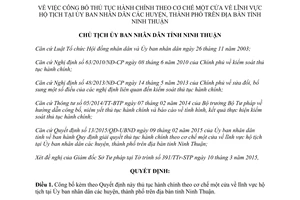 Quyết định 643/QĐ-UBND 2015 công bố thủ tục hành chính lĩnh vực hộ tịch Ninh Thuận