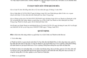 Quyết định 691/QĐ-UBND 2015 Kiện toàn chức năng nhiệm vụ quyền hạn cơ cấu tổ chức Thanh tra Khánh Hòa