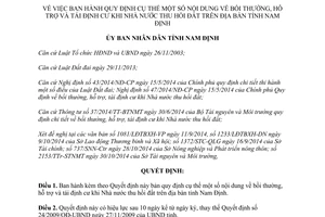 Quyết định 08/2015/QĐ-UBND bồi thường hỗ trợ tái định cư khi Nhà nước thu hồi đất Nam Định
