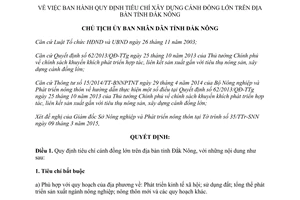 Quyết định 396/QĐ-UBND 2015 tiêu chí cánh đồng lớn Đắk Nông