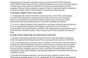 Directive No. 03/CT-NHNN 2015 green credit growth environmental social risks credit granting