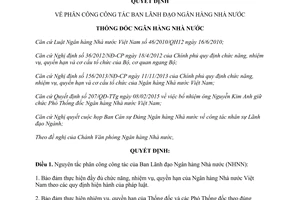 Quyết định 418/QĐ-NHNN 2015 phân công công tác Ban Lãnh đạo Ngân hàng Nhà nước