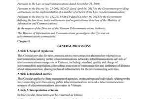 Circular No. 07/2015/TT-BTTTT on telecommunications connectivity