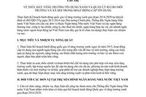 Chỉ thị 03/CT-NHNN 2015 tăng trưởng tín dụng xanh quản lý rủi ro môi trường xã hội