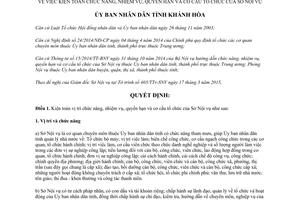 Quyết định 692/QĐ-UBND 2015 kiện toàn chức năng nhiệm vụ quyền hạn cơ cấu tổ chức Sở Nội vụ Khánh Hòa