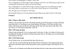 Thông tư 07/2015/TT-BTTTT kết nối viễn thông