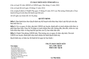 Quyết định 613/QĐ-UBND 2015 Kế hoạch triển khai thực hiện Luật Hộ tịch Sơn La