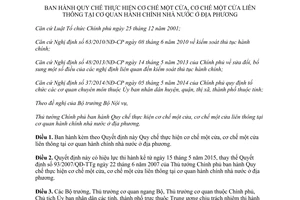 Quyết định 09/2015/QĐ-TTg thực hiện cơ chế một cửa liên thông tại cơ quan hành chính nhà nước