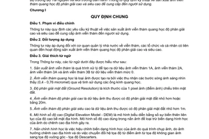 Thông tư 10/2015/TT-BTNMT sản xuất ảnh viễn thám quang học độ phân giải cao và siêu cao