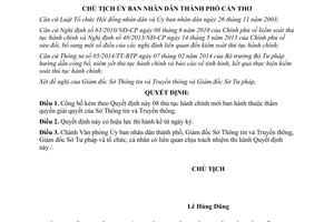 Quyết định 942/QĐ-UBND 2015 công bố thủ tục hành chính thành phố Cần Thơ