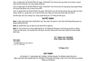 Quyết định 833/QĐ-TCHQ 2015 quản lý vận hành Hệ thống thông quan tự động VNACCS/VCIS