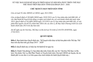 Quyết định 727/QĐ-UBND 2015 triển khai xã hội hóa phát triển Thể dục Thể thao Đắk Lắk
