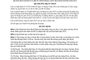 Quyết định 535/QĐ-BTP phân công đơn vị xây dựng văn bản đề án của Bộ Tư pháp 2015
