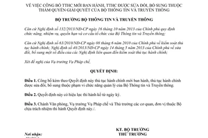 Quyết định 439/QĐ-BTTTT 2015 thủ tục hành chính mới ban hành được sửa đổi bổ sung