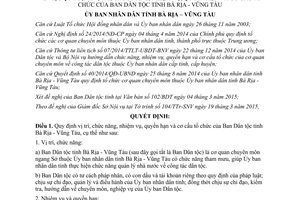 Quyết định 619/QĐ-UBND 2015 vị trí quyền hạn cơ cấu tổ chức Ban Dân tộc Bà Rịa Vũng Tàu