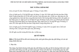 Quyết định 404/QĐ-TTg 2015 đổi mới chương trình sách giáo khoa giáo dục phổ thông