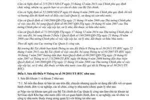 Thông tư 41/2015/TT-BTC sửa đổi Điều 9 Thông tư 39/2011/TT-BTC