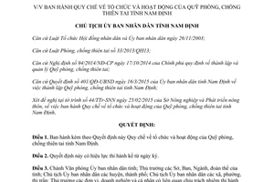 Quyết định 516/QĐ-UBND 2015 tổ chức hoạt động của Quỹ phòng chống thiên tai tỉnh Nam Định