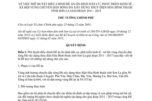 Quyết định 401/QĐ-TTg 2015 ổn định dân cư phát triển kinh tế xã hội vùng chuyển dân Sơn La 2011 2017