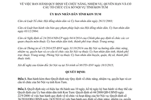 Quyết định 09/2015/QĐ-UBND Chức năng nhiệm vụ quyền hạn cơ cấu tổ chức của Sở Nội vụ Kon Tum