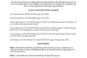 Quyết định 09/2015/QĐ-UBND đơn giá bồi thường tài sản vật kiến trúc cây trồng vật nuôi Nam Định