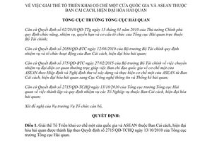Quyết định 846/QĐ-TCHQ 2015 giải thể Tổ Triển khai cơ chế một cửa quốc gia và ASEAN