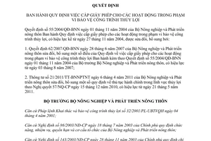 Văn bản hợp nhất 01/VBHN-BNNPTNT 2015 hợp nhất Quyết định cấp giấy phép bảo vệ công trình thủy lợi