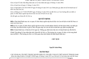 Quyết định 344/QĐ-UBND 2015 Danh mục các cơ quan nộp lưu tài liệu Lưu trữ lịch sử Hà Nam