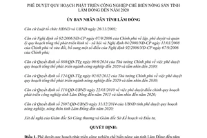 Quyết định 774/QĐ-UBND 2015 phát triển công nghiệp chế biến nông sản Lâm Đồng 2020