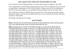 Quyết định số 970/QĐ-UBND 2015 Ủy ban nhân dân thành phố công bố thủ tục hành chính Cần Thơ