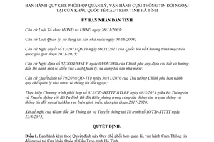 Quyết định 1047/QĐ-UBND 2015 quản lý vận hành Cụm Thông tin đối ngoại Cửa khẩu Quốc tế Hà Tĩnh