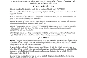 Quyết định 10/2015/QĐ-UBND trợ cấp nuôi dưỡng cơ sở bảo trợ xã hội Bình Dương