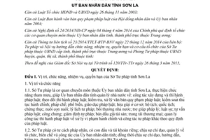 Quyết định 10/2015/QĐ-UBND chức năng nhiệm vụ quyền hạn cơ cấu tổ chức Sở Tư pháp Sơn La