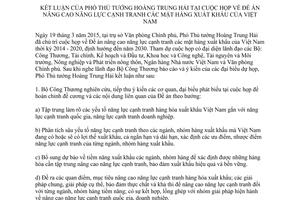 Thông báo 106/TB-VPCP 2015 nâng cao năng lực cạnh tranh mặt hàng xuất khẩu của Việt Nam