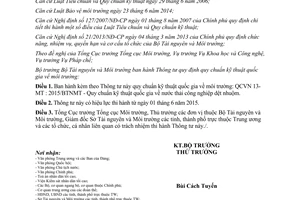 Thông tư 13/2015/TT-BTNMT Quy chuẩn kỹ thuật quốc gia về môi trường