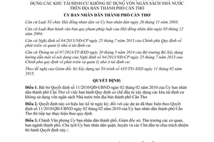 Quyết định số 646/QĐ-UBND 2015 bãi bỏ Quyết định 11/2010/QĐ-UBND Cần Thơ